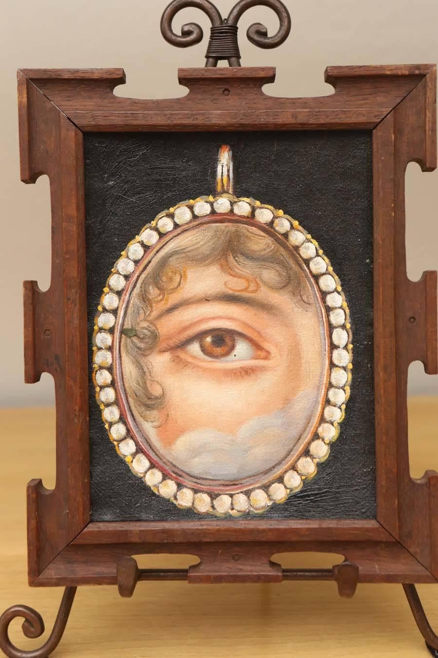 Victorian Lover's Eye Brooch Painting