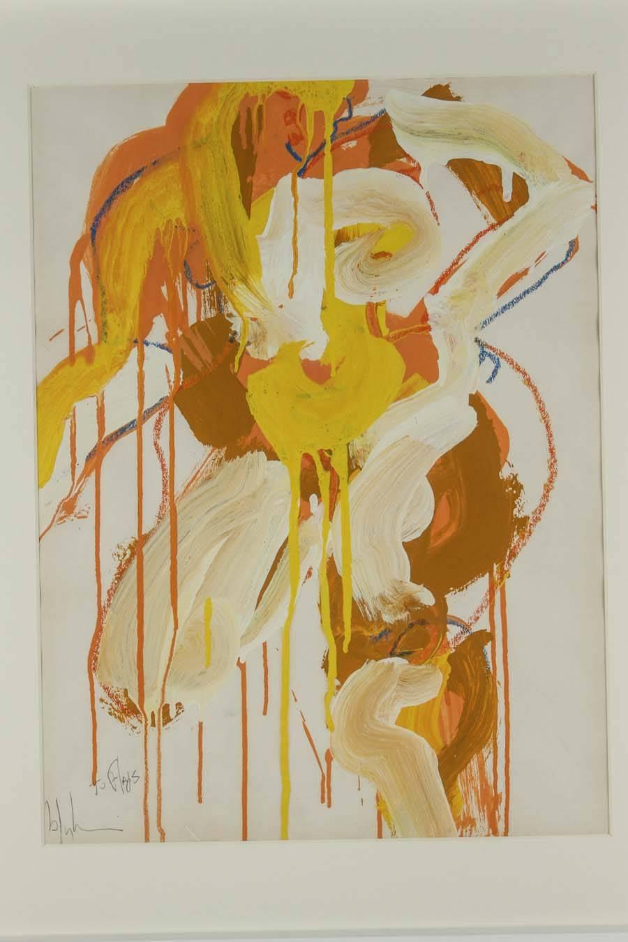 Signed, dated and inscribed, acrylic-and-pastel-on paper, abstract figurative artwork by notable American painter, Norman Bluhm (1921-1999). From Artnet: 