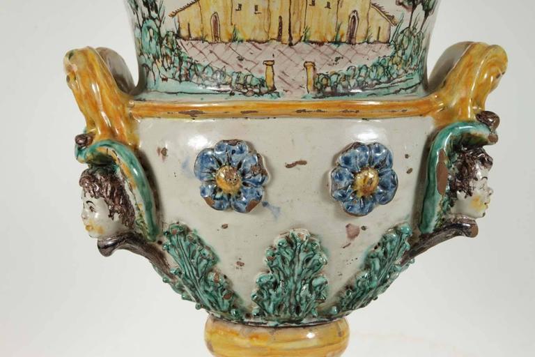 19th Century, Painted, Italian, Terracotta Urns For Sale at 1stDibs