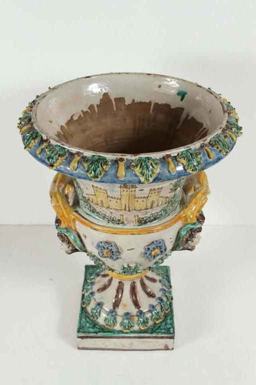 19th Century, Painted, Italian, Terracotta Urns For Sale at 1stDibs