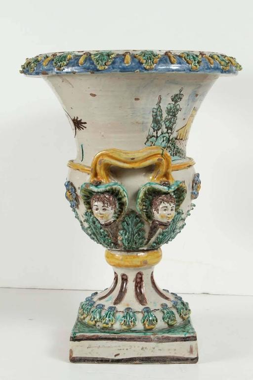 19th Century, Painted, Italian, Terracotta Urns For Sale at 1stDibs
