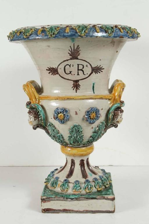 19th Century, Painted, Italian, Terracotta Urns For Sale at 1stDibs