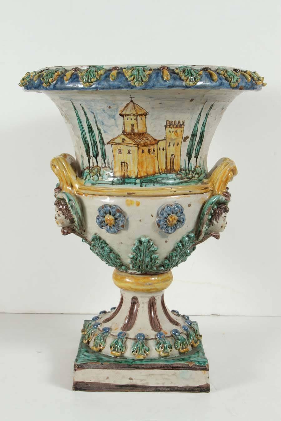 19th Century, Painted, Italian, Terracotta Urns For Sale at 1stdibs