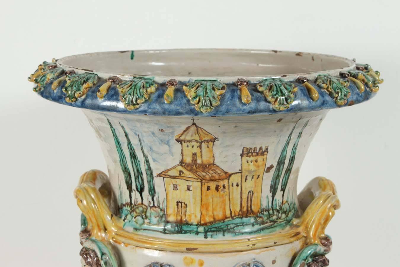 19th Century, Painted, Italian, Terracotta Urns For Sale at 1stdibs