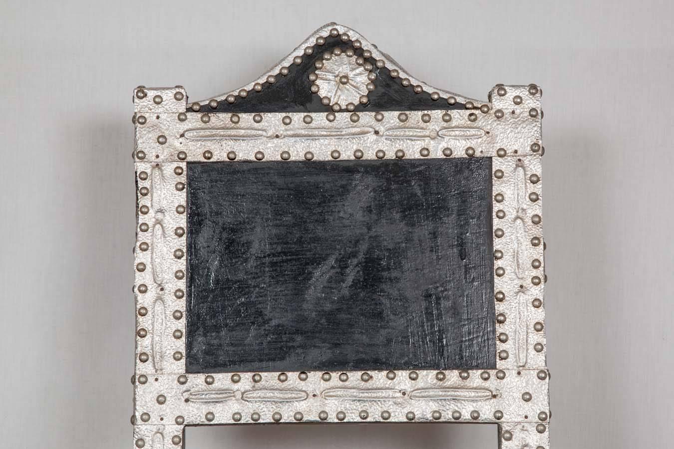 Hardwood Early 20th Century Ebonized and Silvered Hall Chair