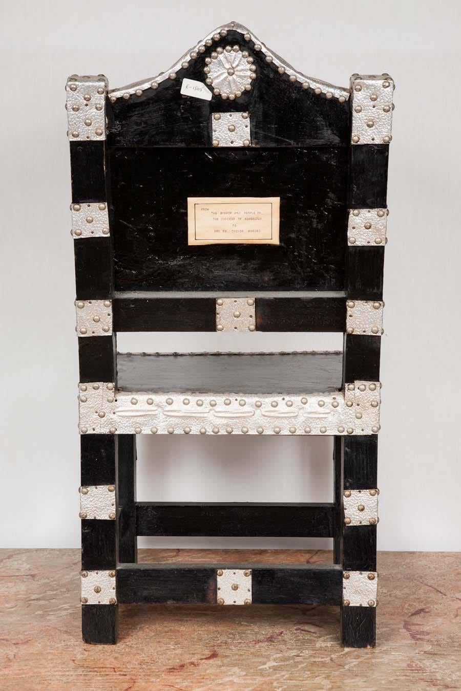Early 20th Century Ebonized and Silvered Hall Chair 4