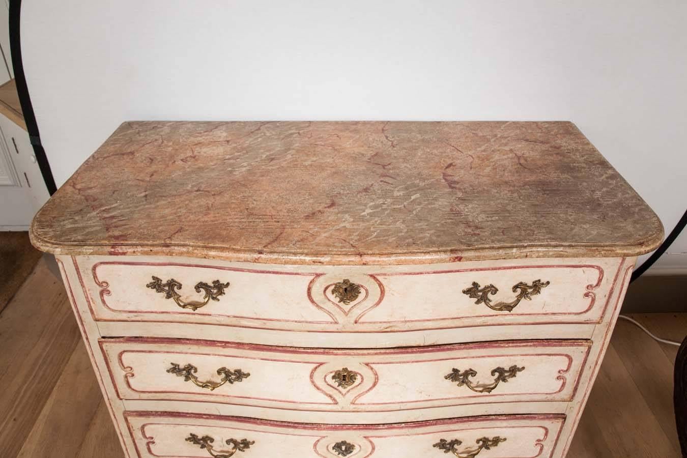 Mid-18th Century 18th Century French Painted Commode For Sale