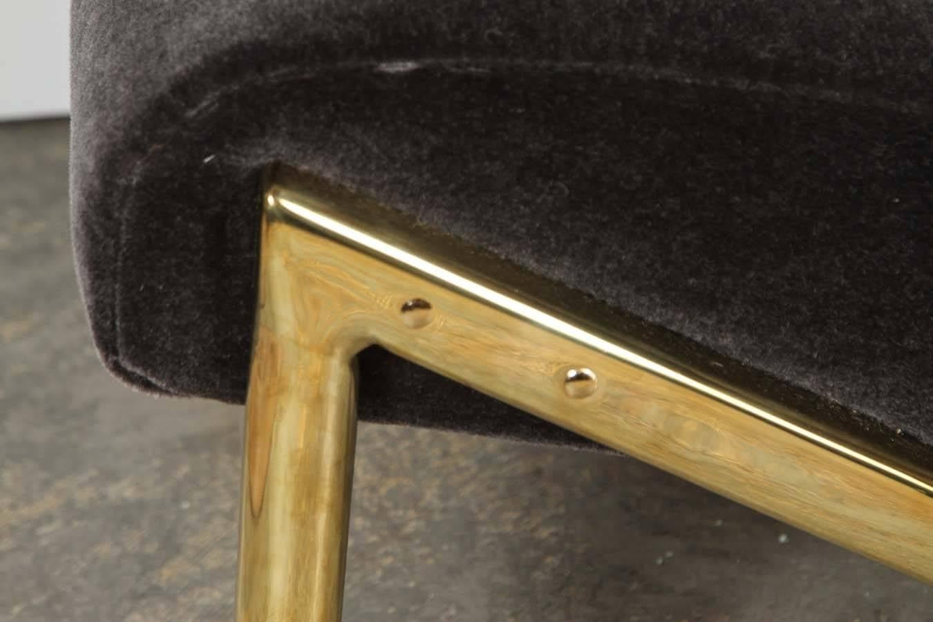 Contemporary Paul Marra Slipper Chair in Brass with Mohair For Sale