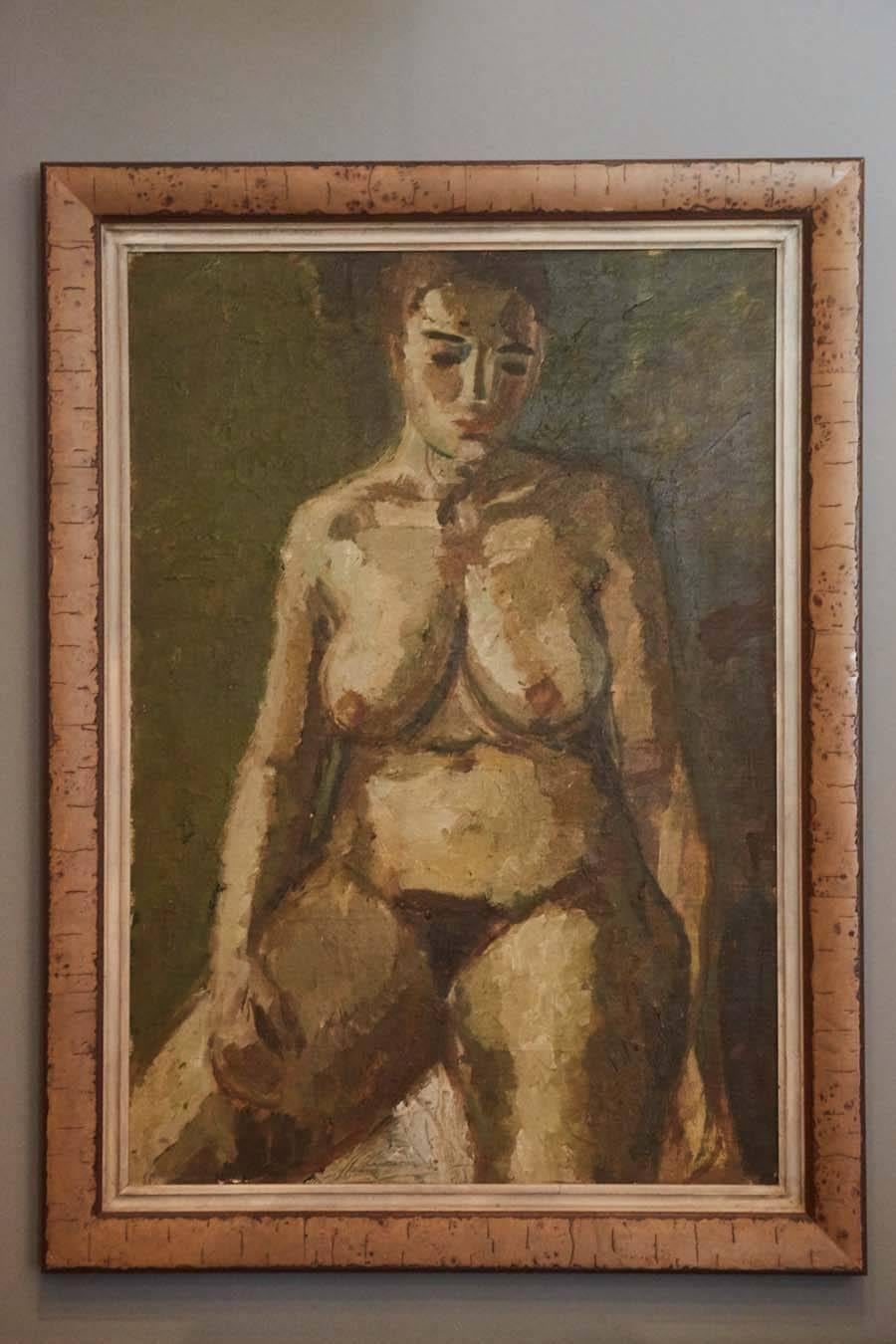 Danish Large Nude Study by Bernth Nielsen, Denmark 1935, Oil on Canvas