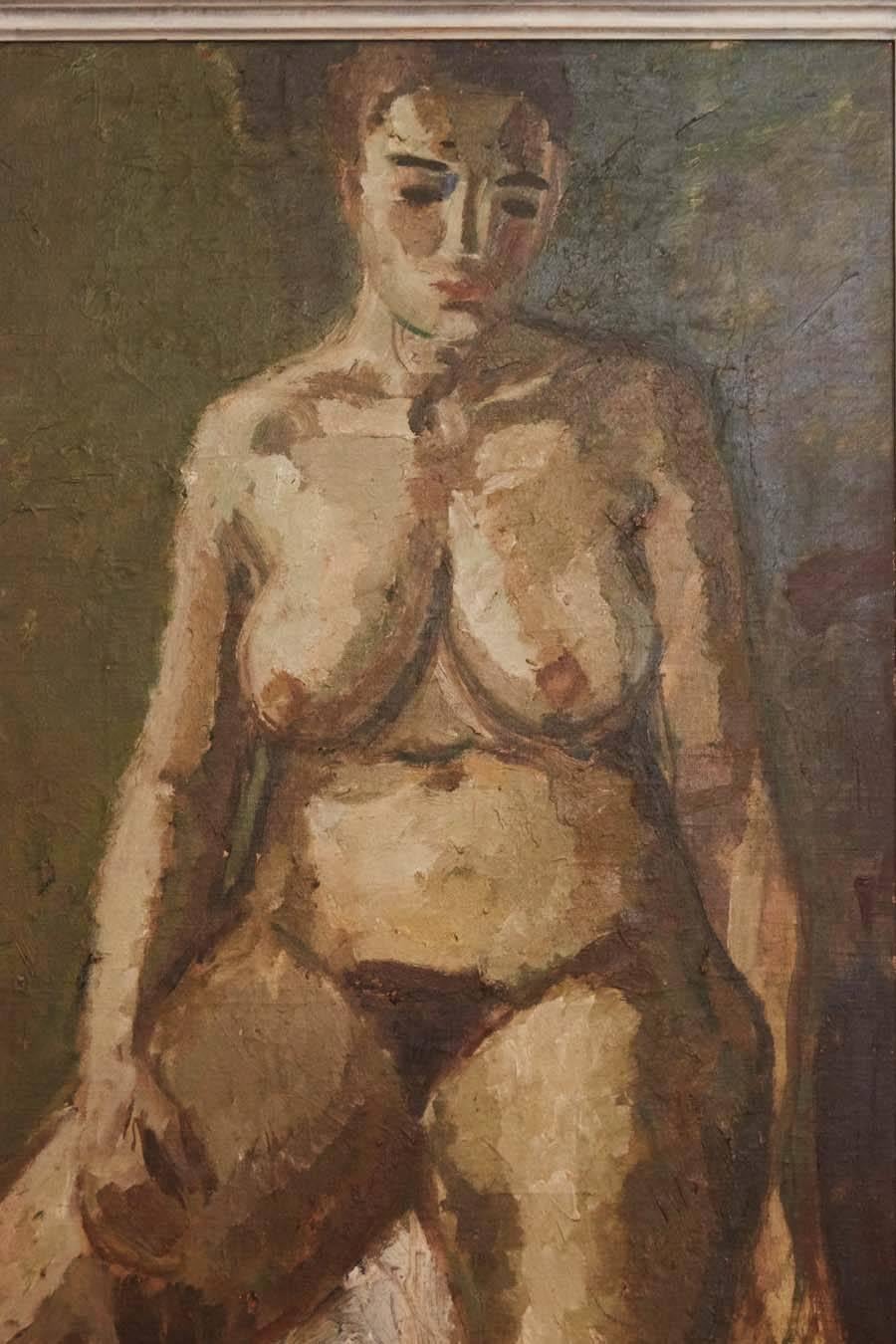 Large Nude Study by Bernth Nielsen, Denmark 1935, Oil on Canvas In Good Condition In Los Angeles, CA