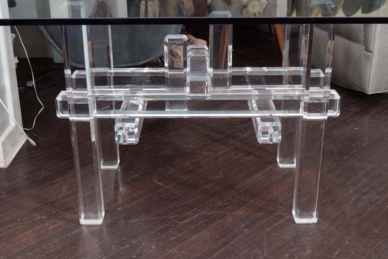 Vintage lucite table base with glass top