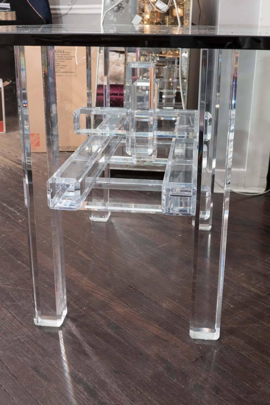 American 1970s Lucite Table Base with Glass Top