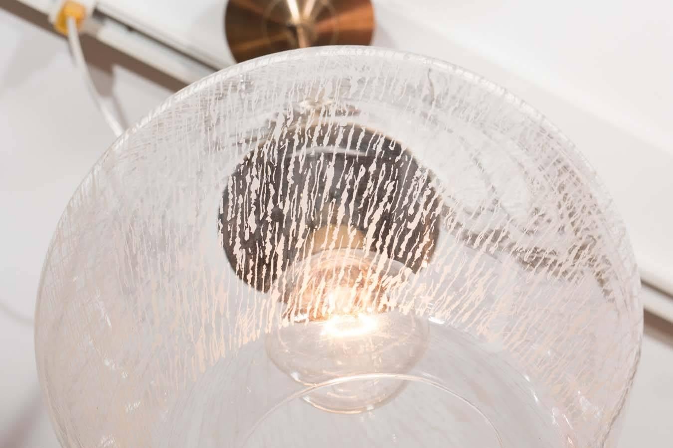 Contemporary Etched Glass Globe Pendant For Sale