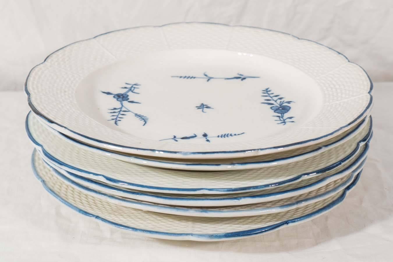 Rococo  Set of a Dozen 18th Century Chantilly Blue and White Porcelain Dishes