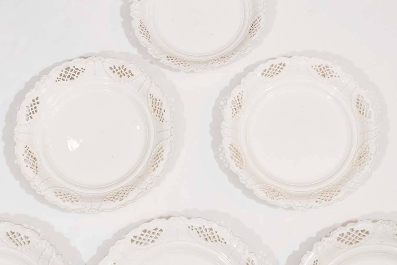 Romantic Antique Creamware Pierced Dishes
