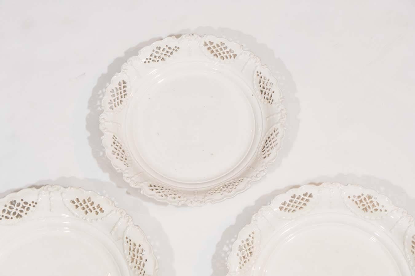 English Antique Creamware Pierced Dishes