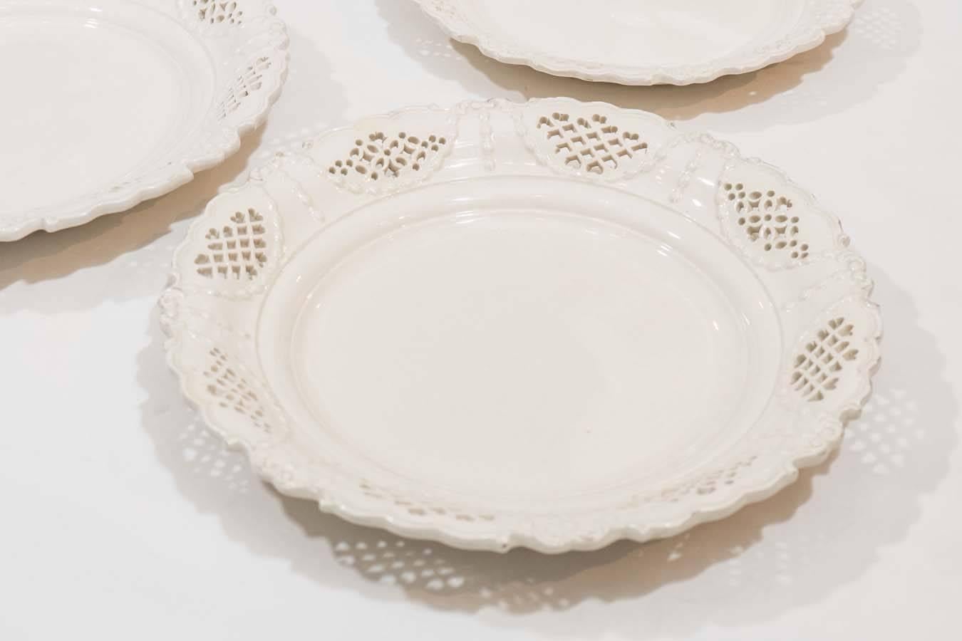 19th Century Antique Creamware Pierced Dishes