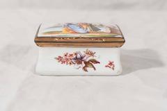Antique Enameled Bilston Box Painted with a Romantic Scene
