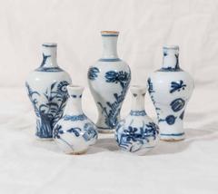 Chinese Blue and White Porcelain, Five-Piece Miniature Garniture