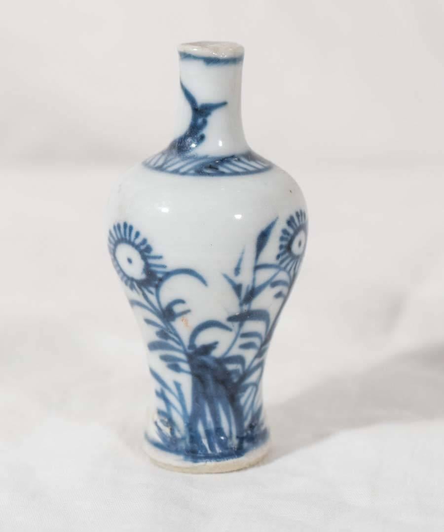 Hand-Painted Chinese Blue and White Porcelain, Five-Piece Miniature Garniture