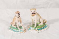 Two Excellent Derby Porcelain Pugs