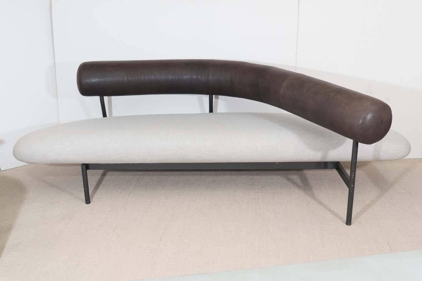 Modern Javier Mariscal Leather and Linen Sofa, Spain, 1980