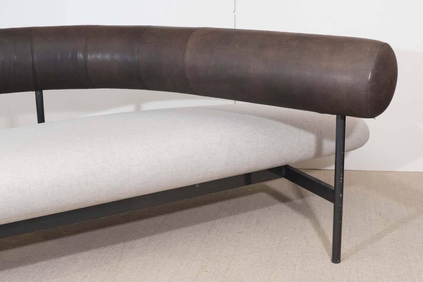 Javier Mariscal Leather and Linen Sofa, Spain, 1980 1