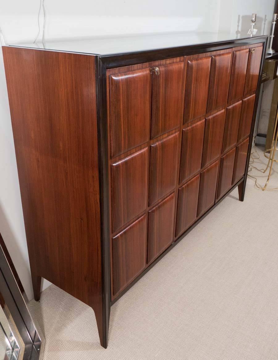 Mid-20th Century Paolo Buffa Wood Panelled Front Cabinet with Drawers and Shelves, Italy