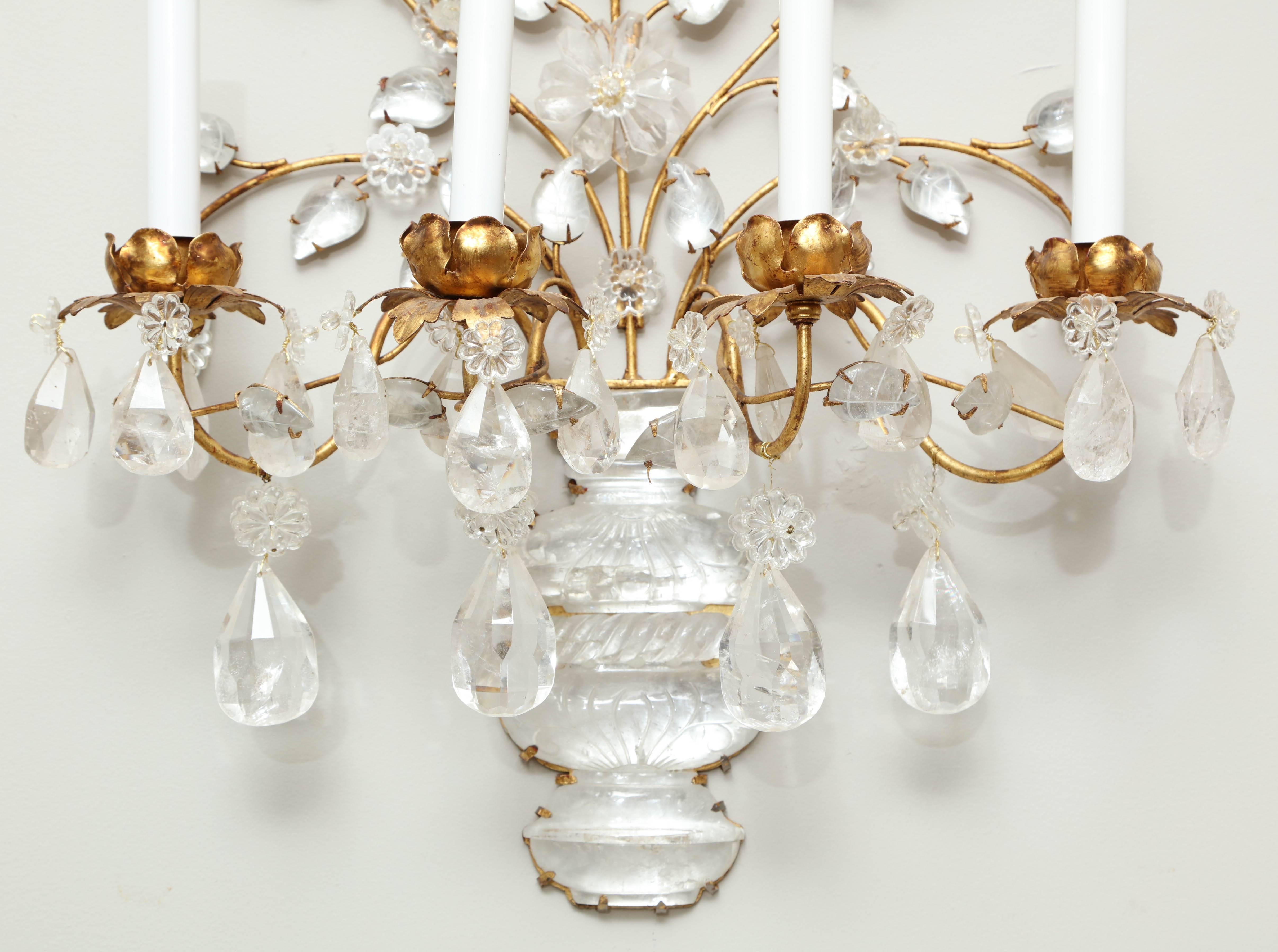 Chinoiserie Pair of Four Light Wall Sconces