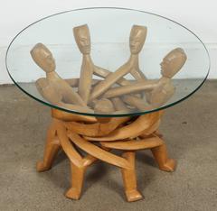 African Folding Tribal Glass Table