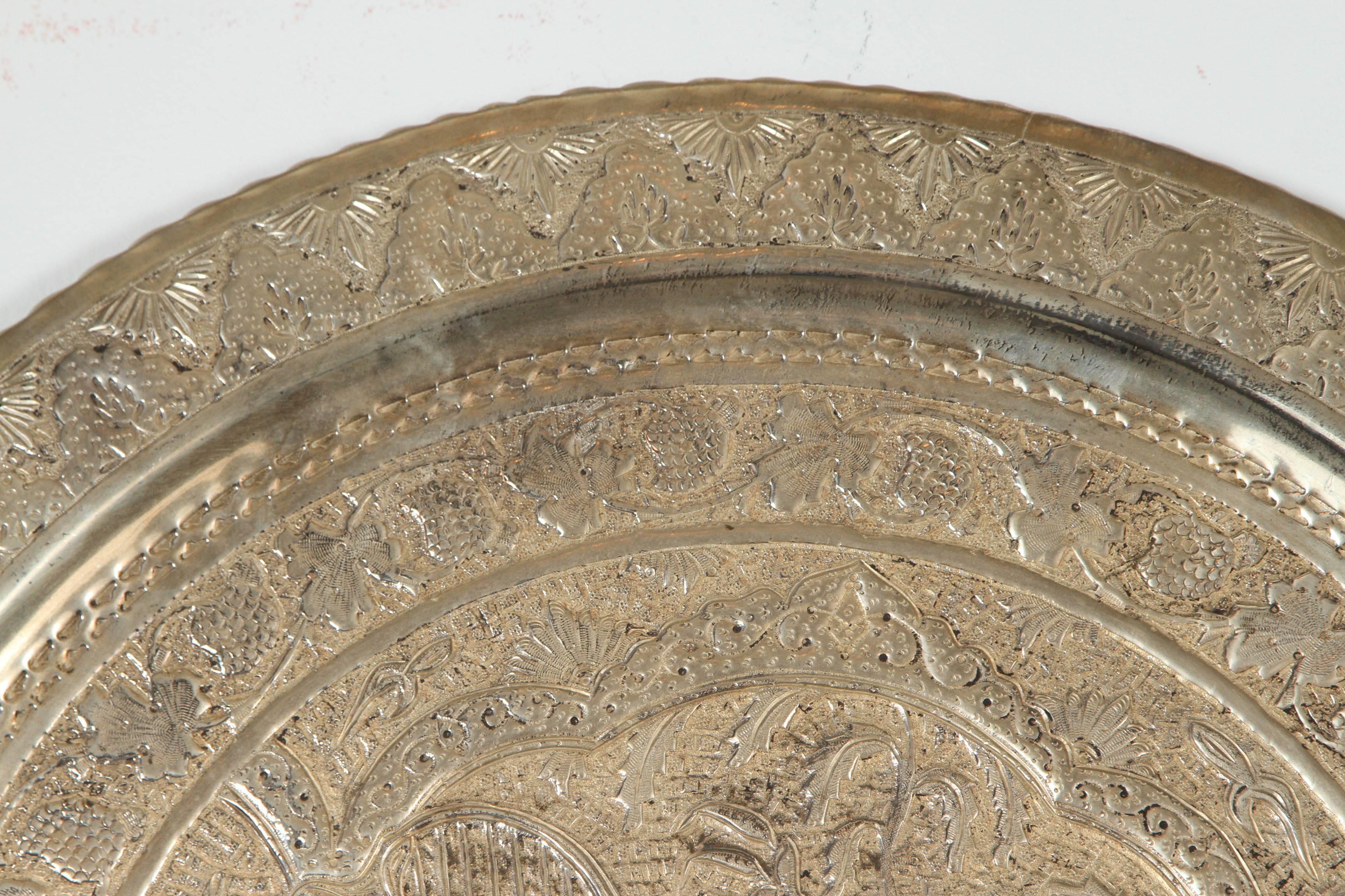 19th Century Antique Persian Silvered Wall Tray