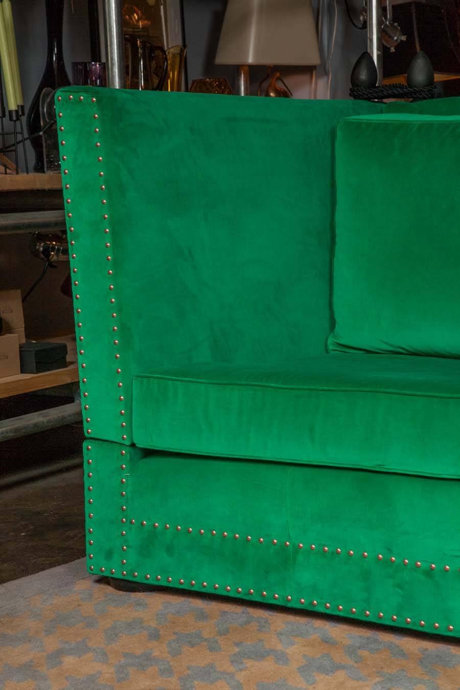 Modern Bespoke Green Velvet Carrington Sofa by Pitfield London  For Sale