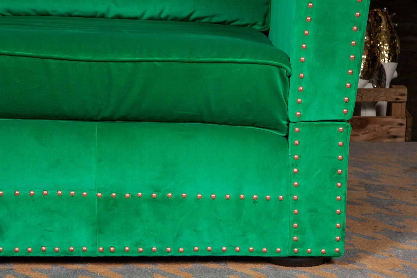 British Bespoke Green Velvet Carrington Sofa by Pitfield London  For Sale