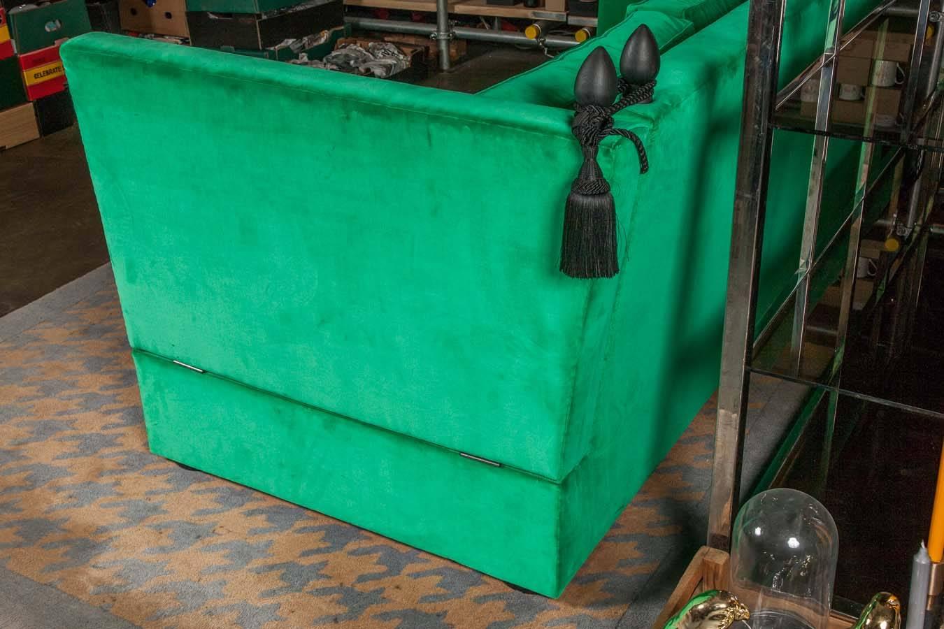 Contemporary Bespoke Green Velvet Carrington Sofa by Pitfield London  For Sale