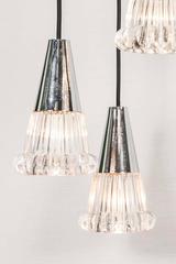 Cascading Glass and Chrome 5 Arm Multi Hanging Lamp