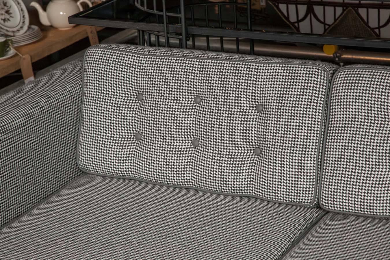 Mid-Century Modern Bespoke Grey Houndstooth Wool Pitfield Sofa by Pitfield London For Sale