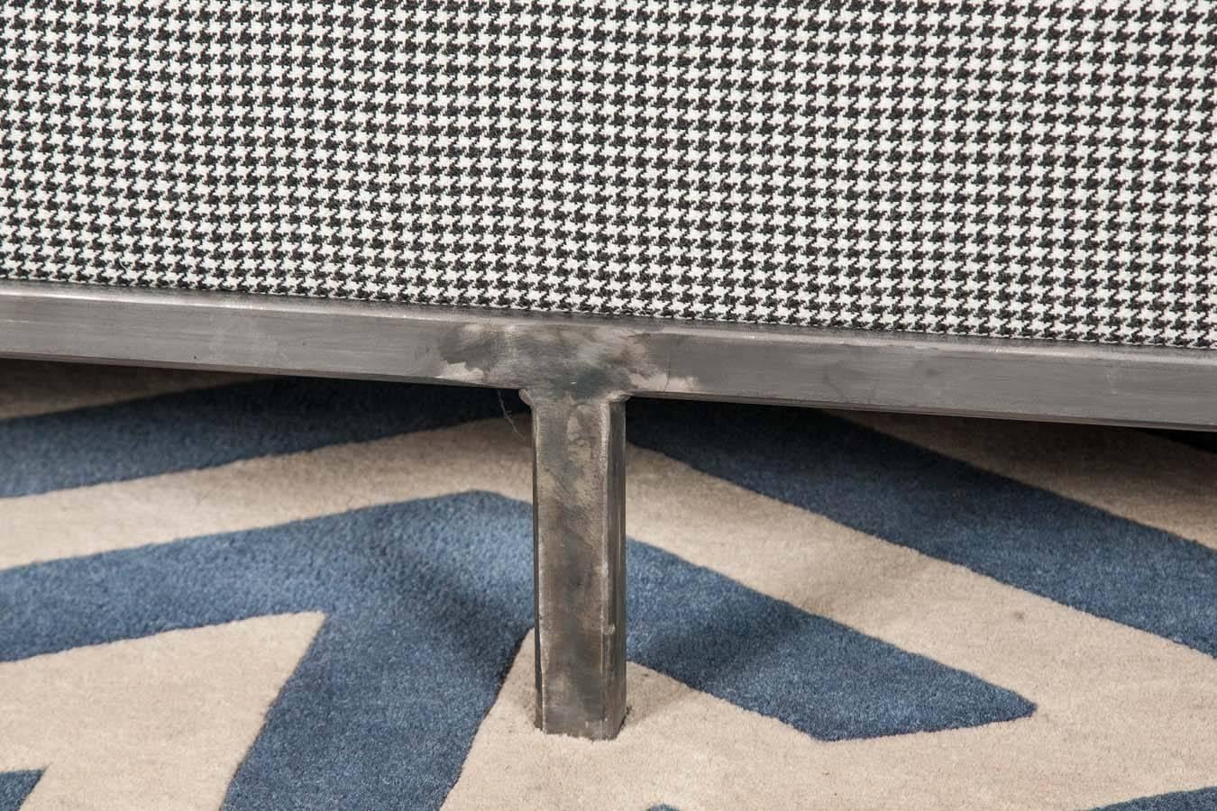 Contemporary Bespoke Grey Houndstooth Wool Pitfield Sofa by Pitfield London For Sale