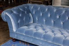 Bespoke Blue Velvet Chesterfield Sofa by Pitfield London