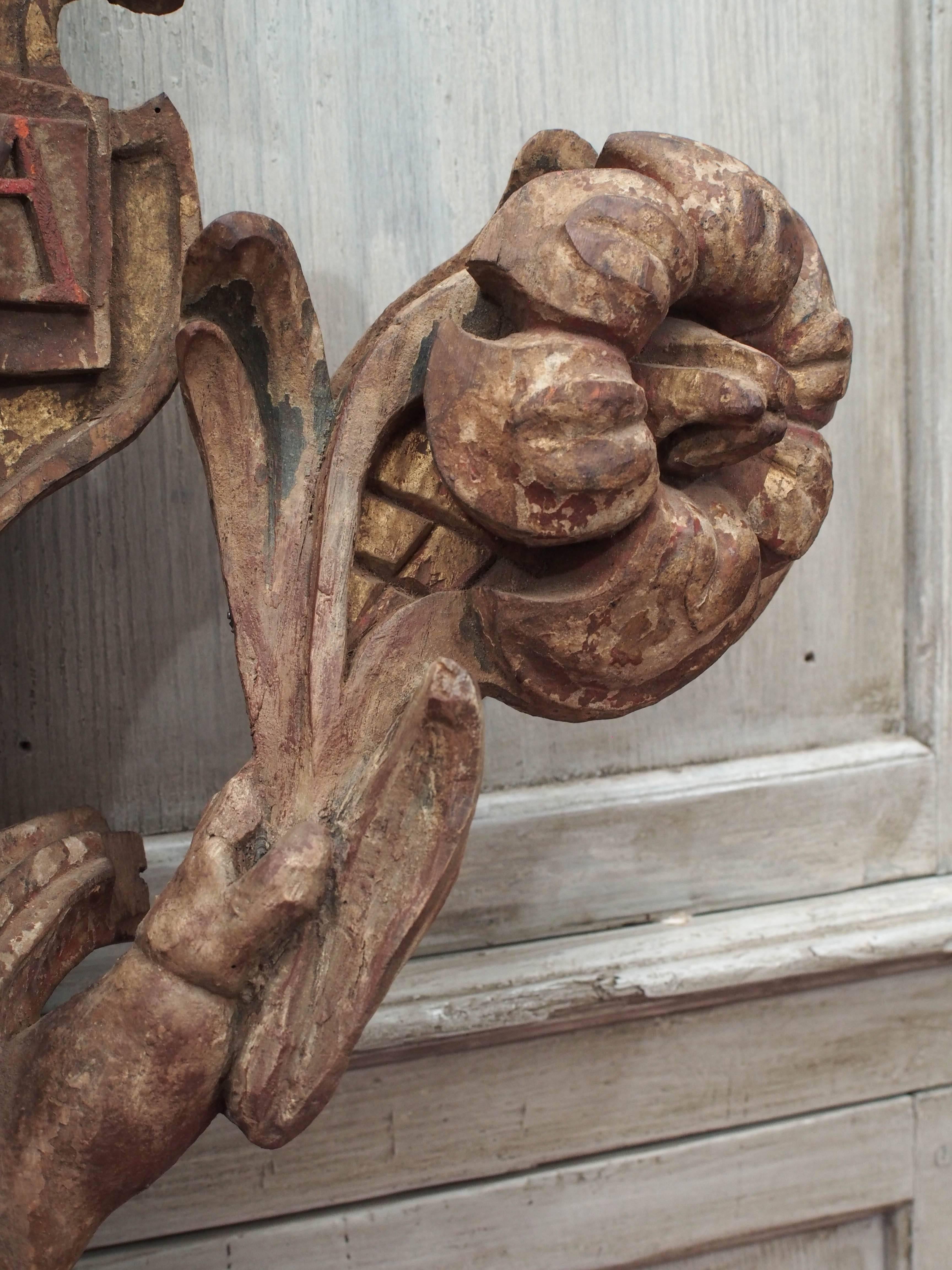 18th Century Antique Carved Wood Putto