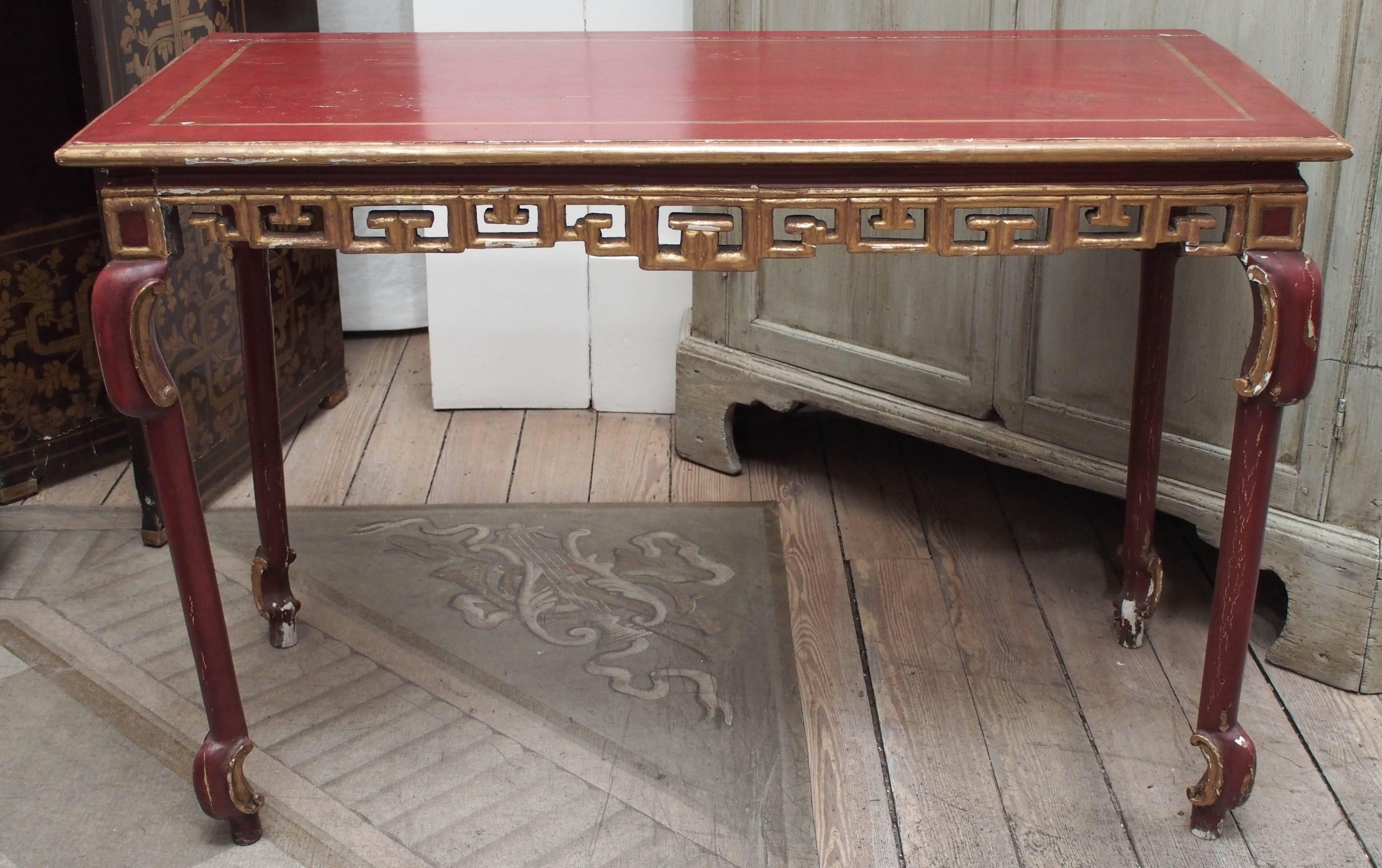 French Chinoiserie Red Lacquer Console For Sale 1