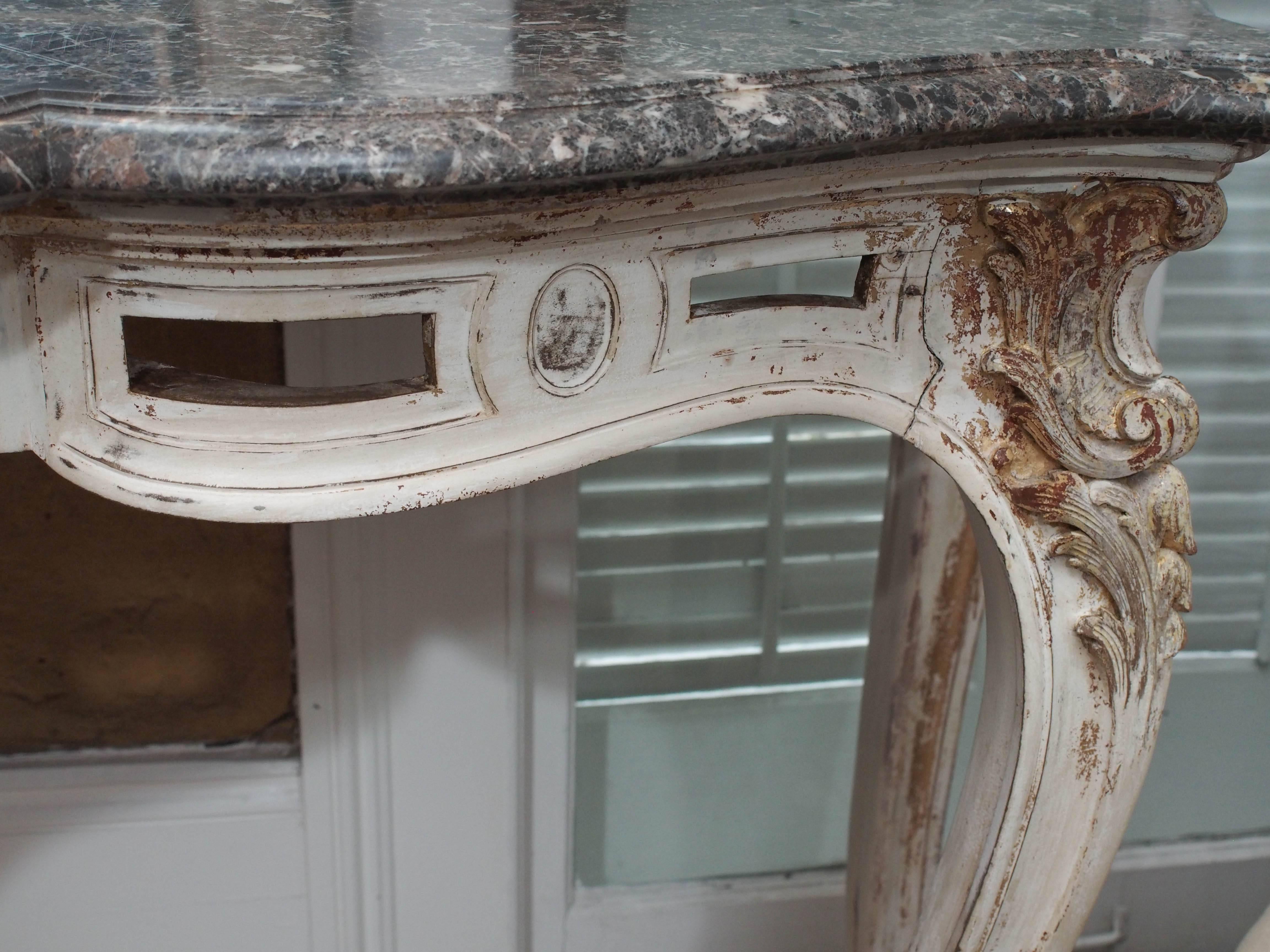 Painted 18th Century French Marble-Top Console