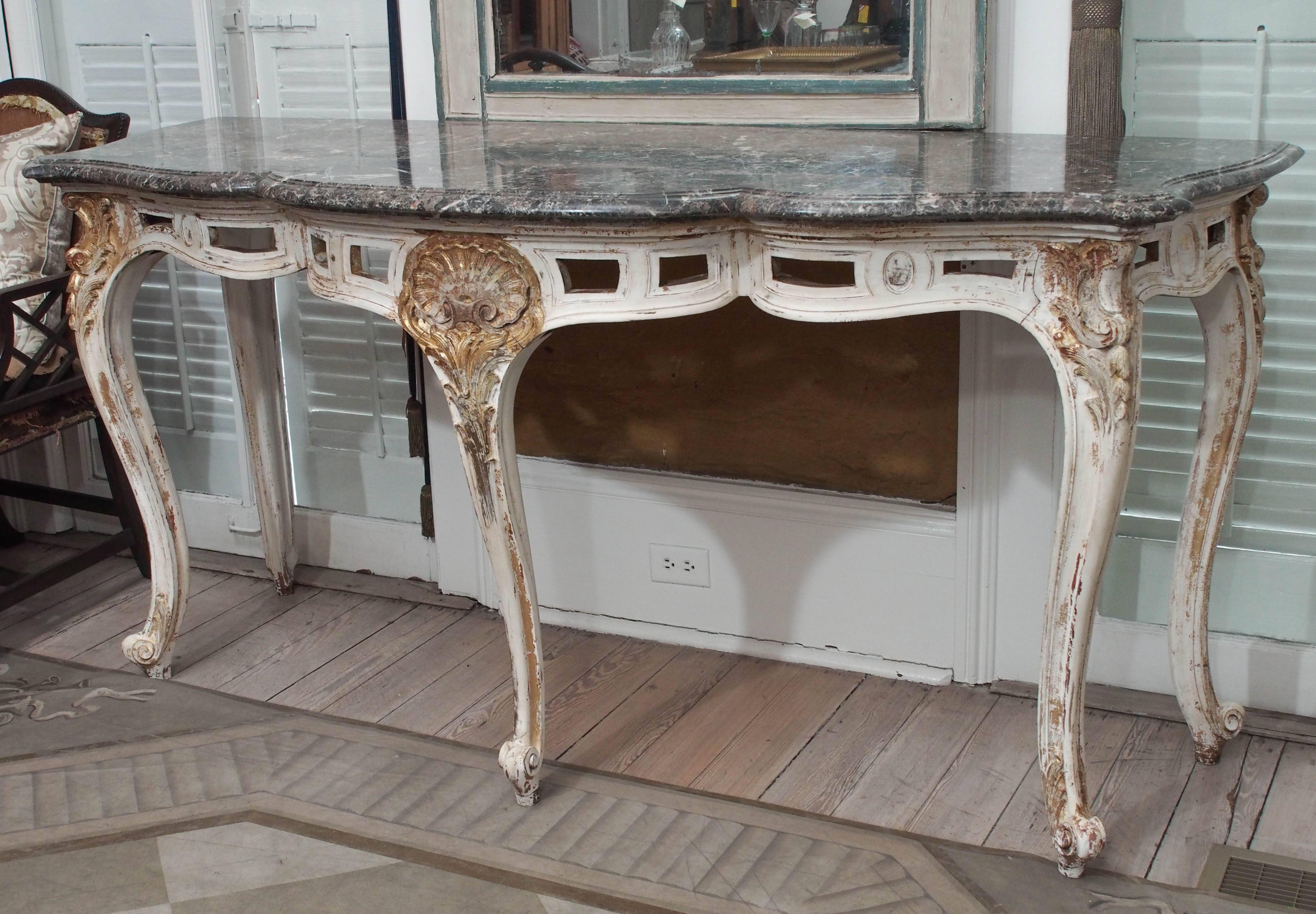 18th Century French Marble-Top Console 1