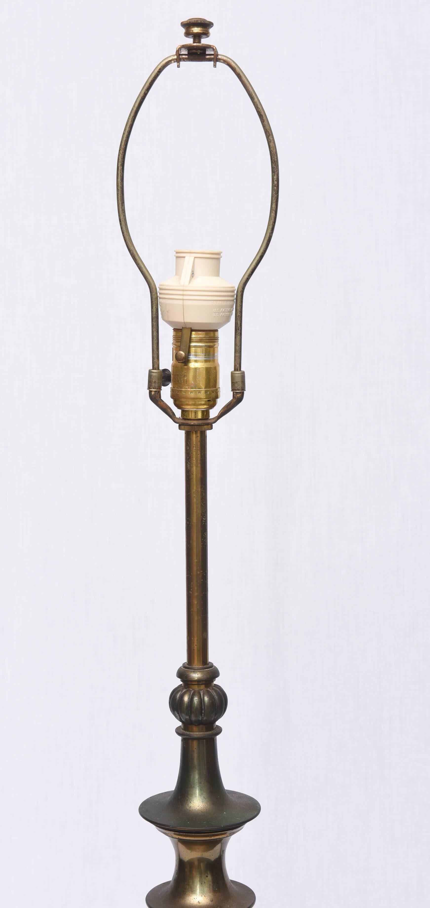 Mid-Century Modern Brass and Ceramic Stiffel Lamp, 1960s, USA For Sale