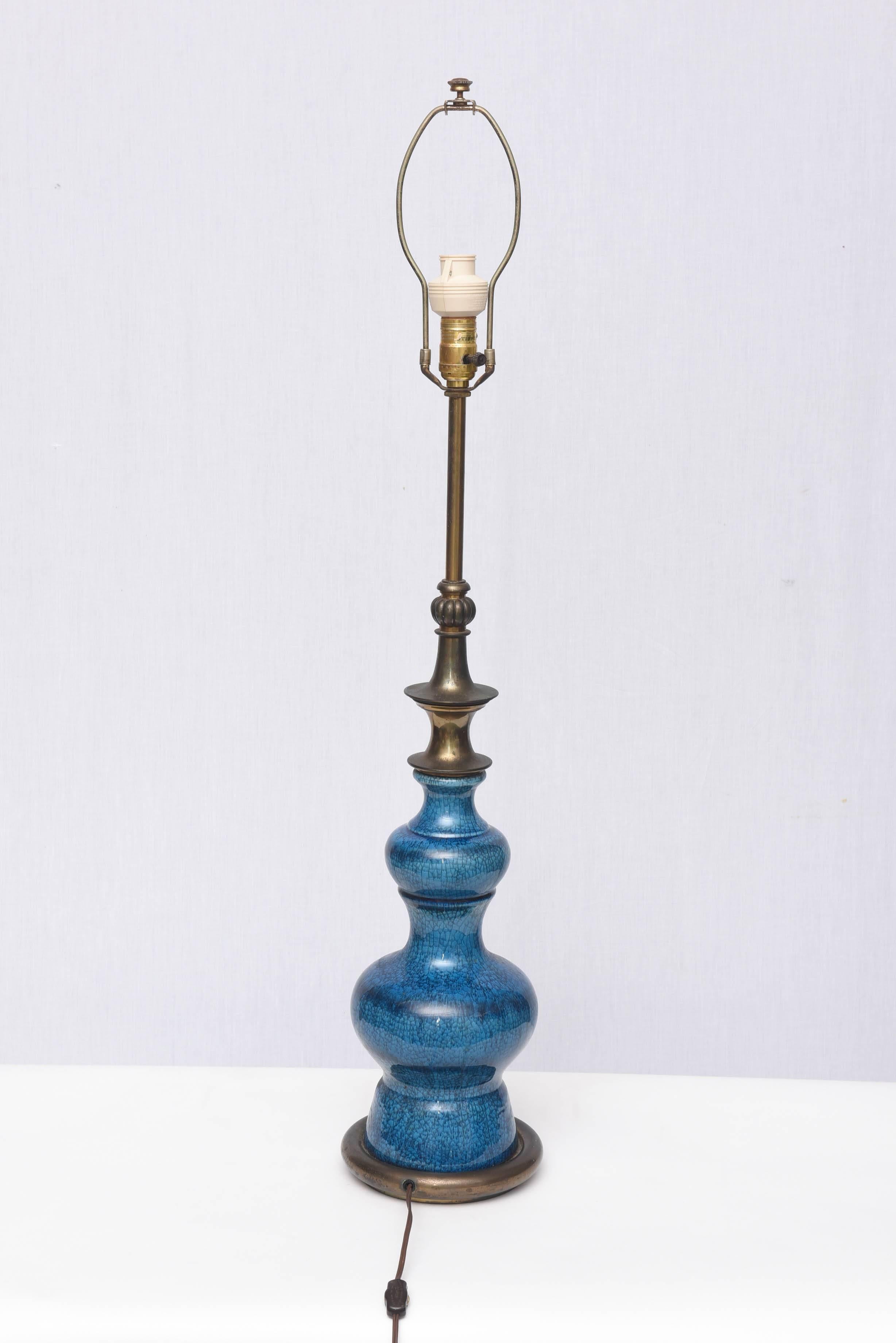 Brass and Ceramic Stiffel Lamp, 1960s, USA For Sale 1