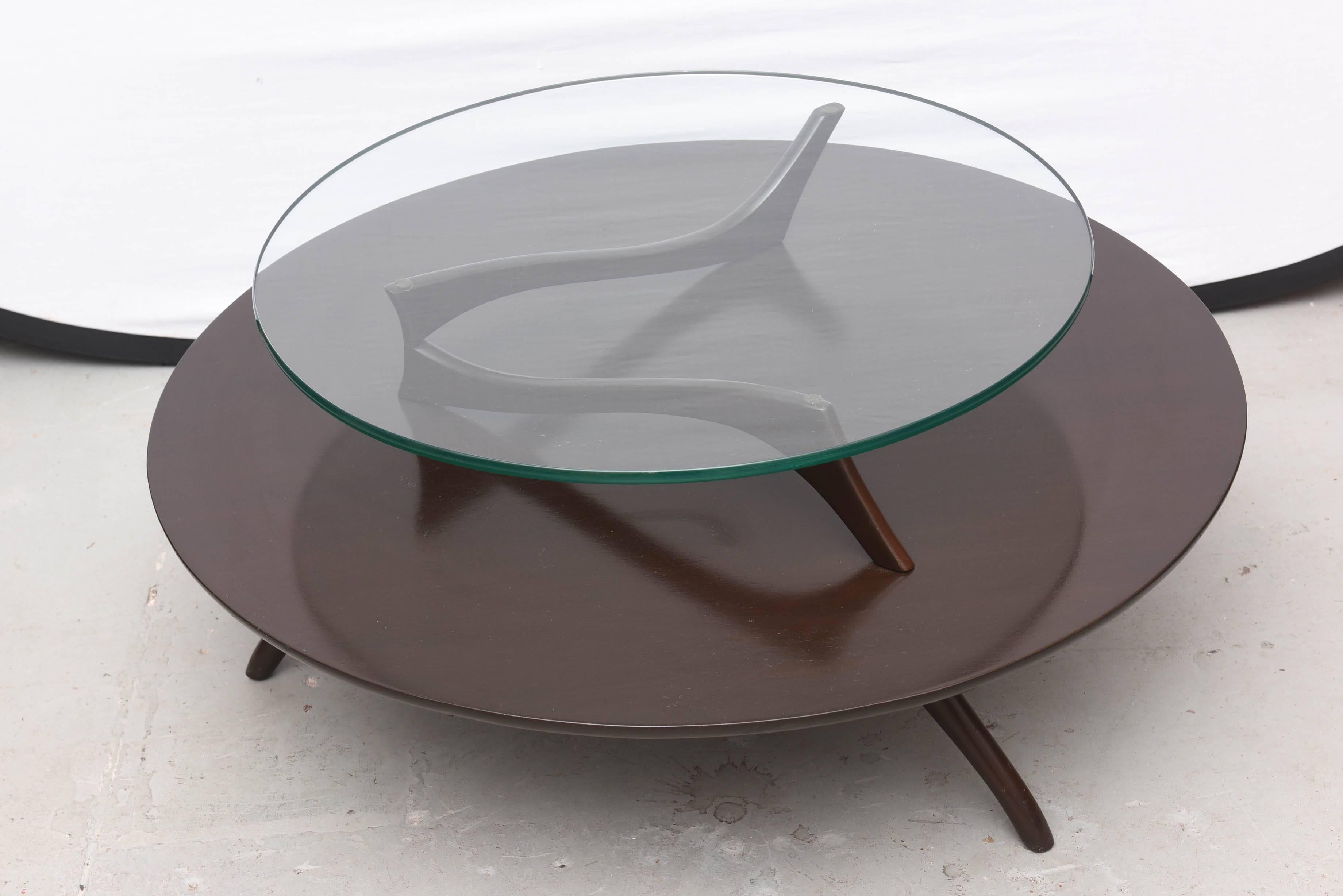 Dark walnut Kagan coffee table from collector in Paris, 1960s, USA.