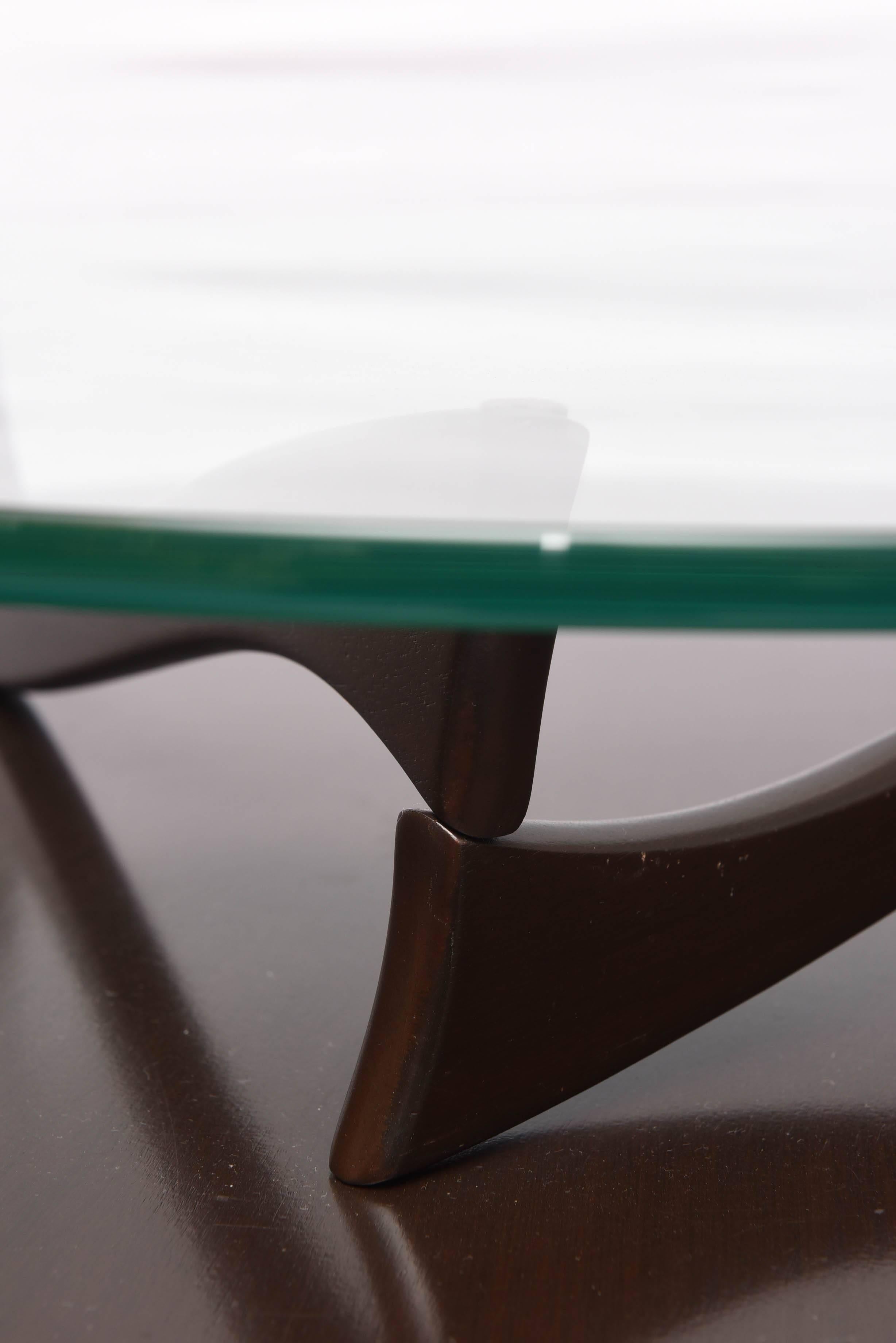 Glass Walnut Kagan Two-Tiered Coffee Table, 1960s, USA