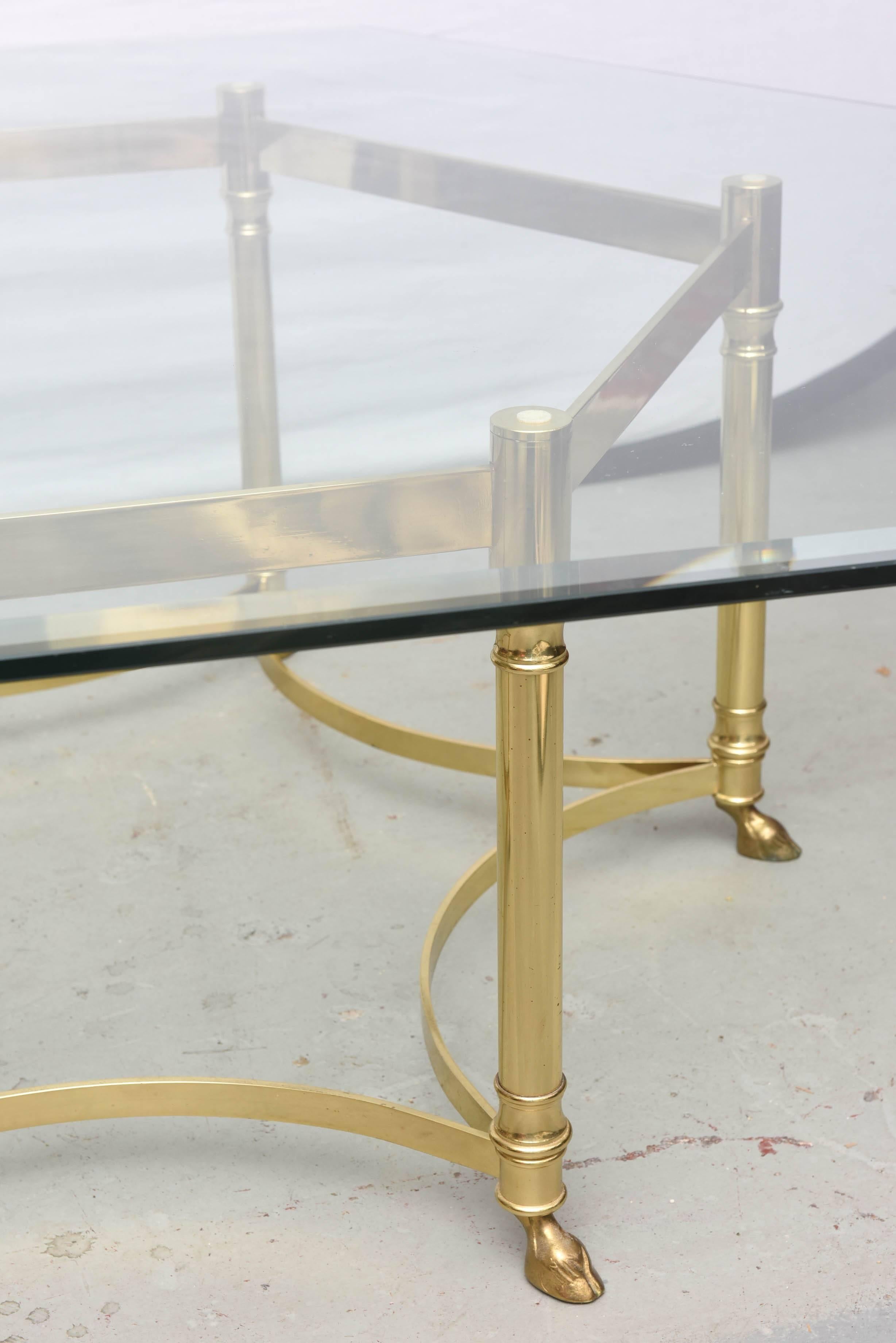 Beautiful condition brass and glass coffee table by La Barge, 1950s, France.