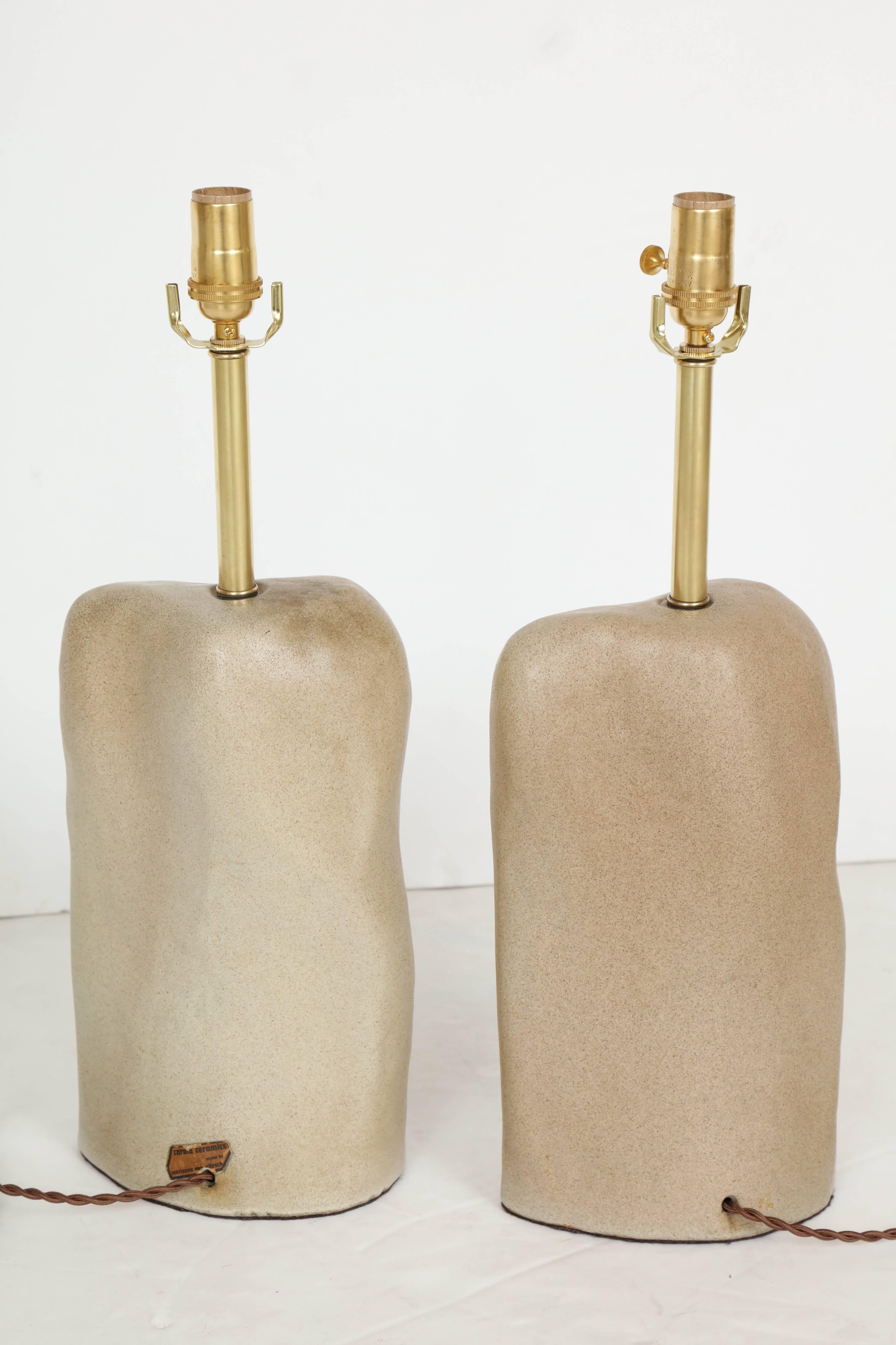 Pottery Pair Signed Marianna von Allesch Table Lamps For Sale