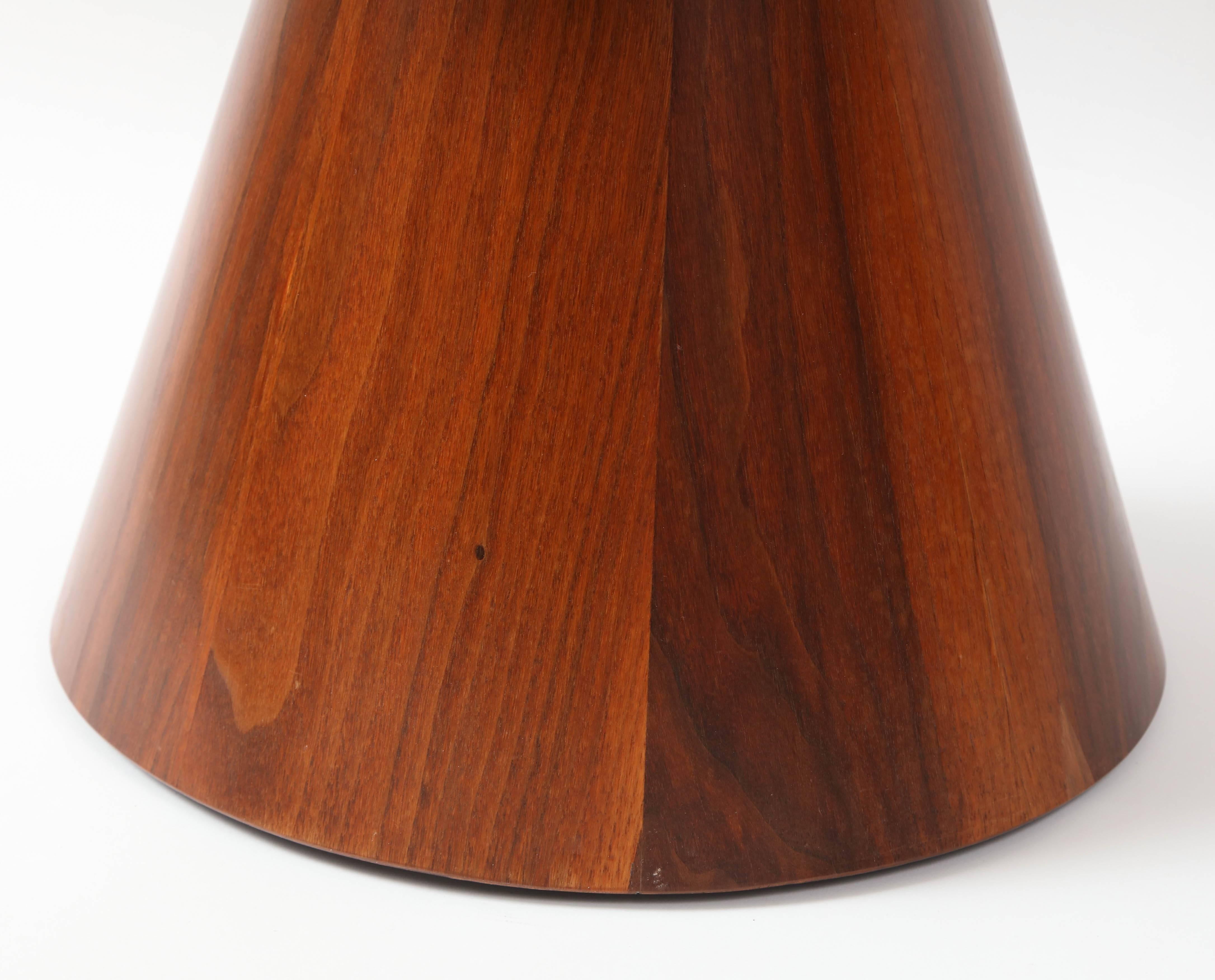Pair of William Keyser Walnut and Leather Pedestal Stools, 1969 In Good Condition In New York, NY