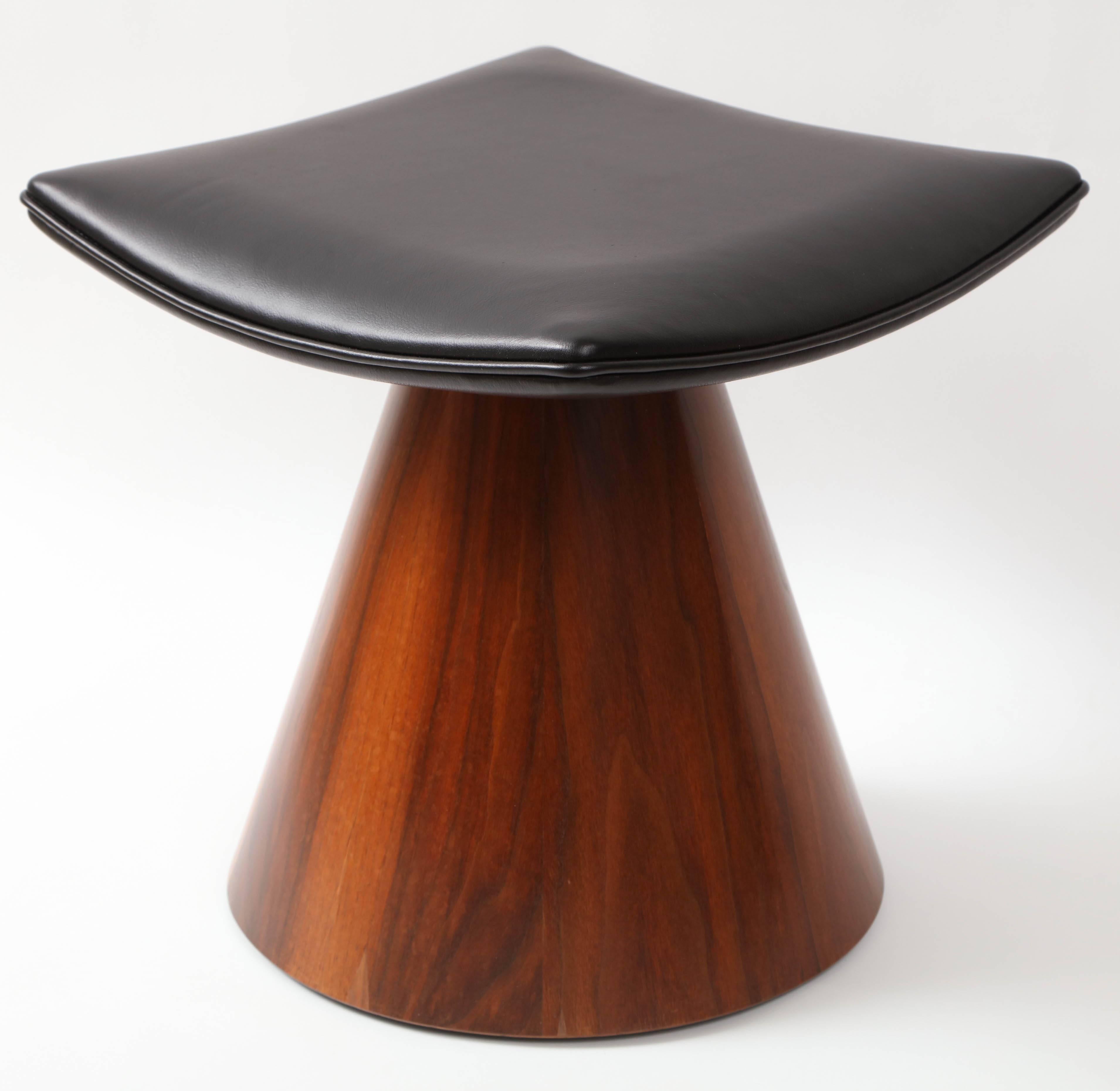 Pair of William Keyser Walnut and Leather Pedestal Stools, 1969 1